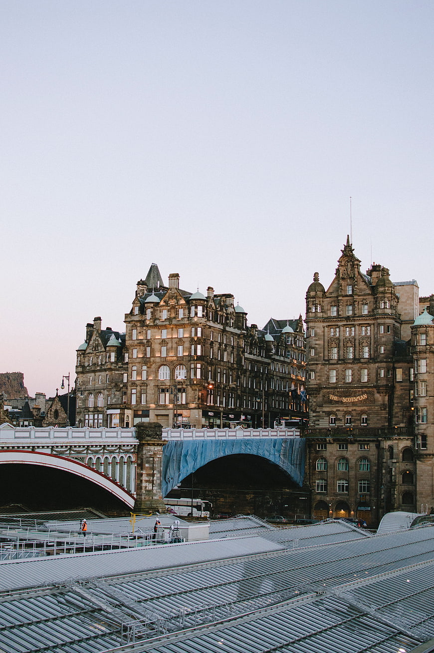 Edinburgh North Bridge and The Scotsman Hotel at Dusk
