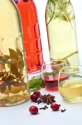 Infused Vodka Bottles with Herbs and Spices