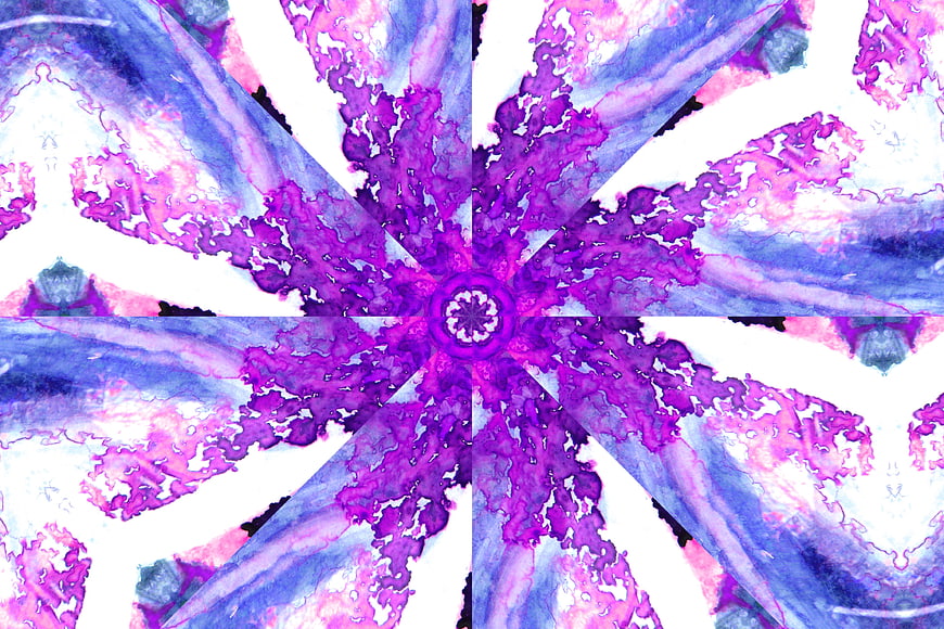 Abstract purple and blue kaleidoscope pattern background
