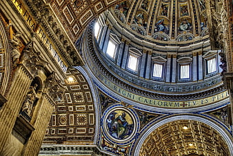 Worm's eye view of St. Peter's Basilica dome interior