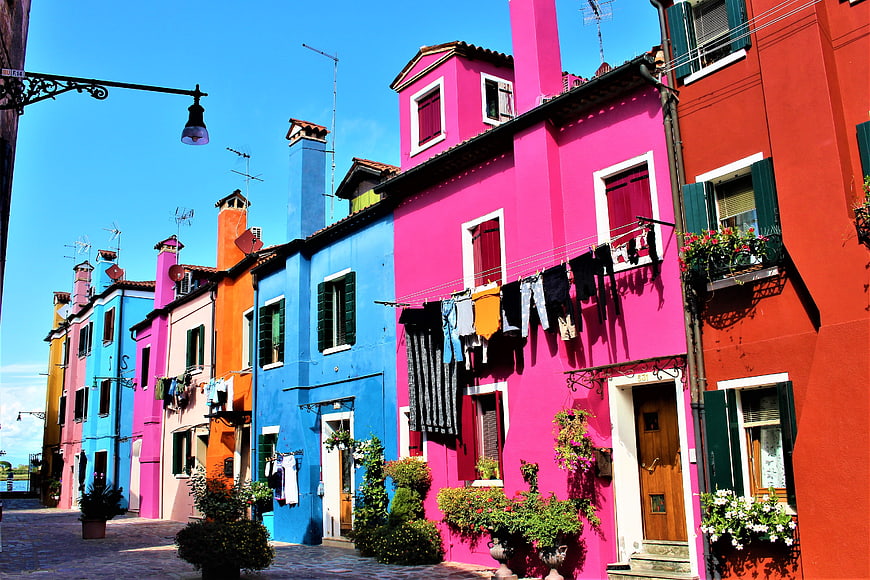 Colorful houses in Burano, Venice, Italy