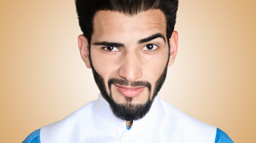 3D Rendered Portrait of Young Man in Traditional Attire