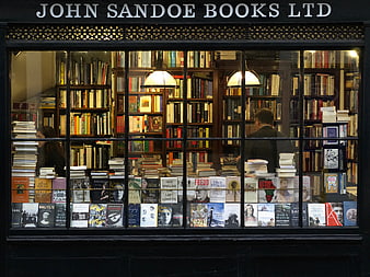 Classic Bookshop Window Display with Literature