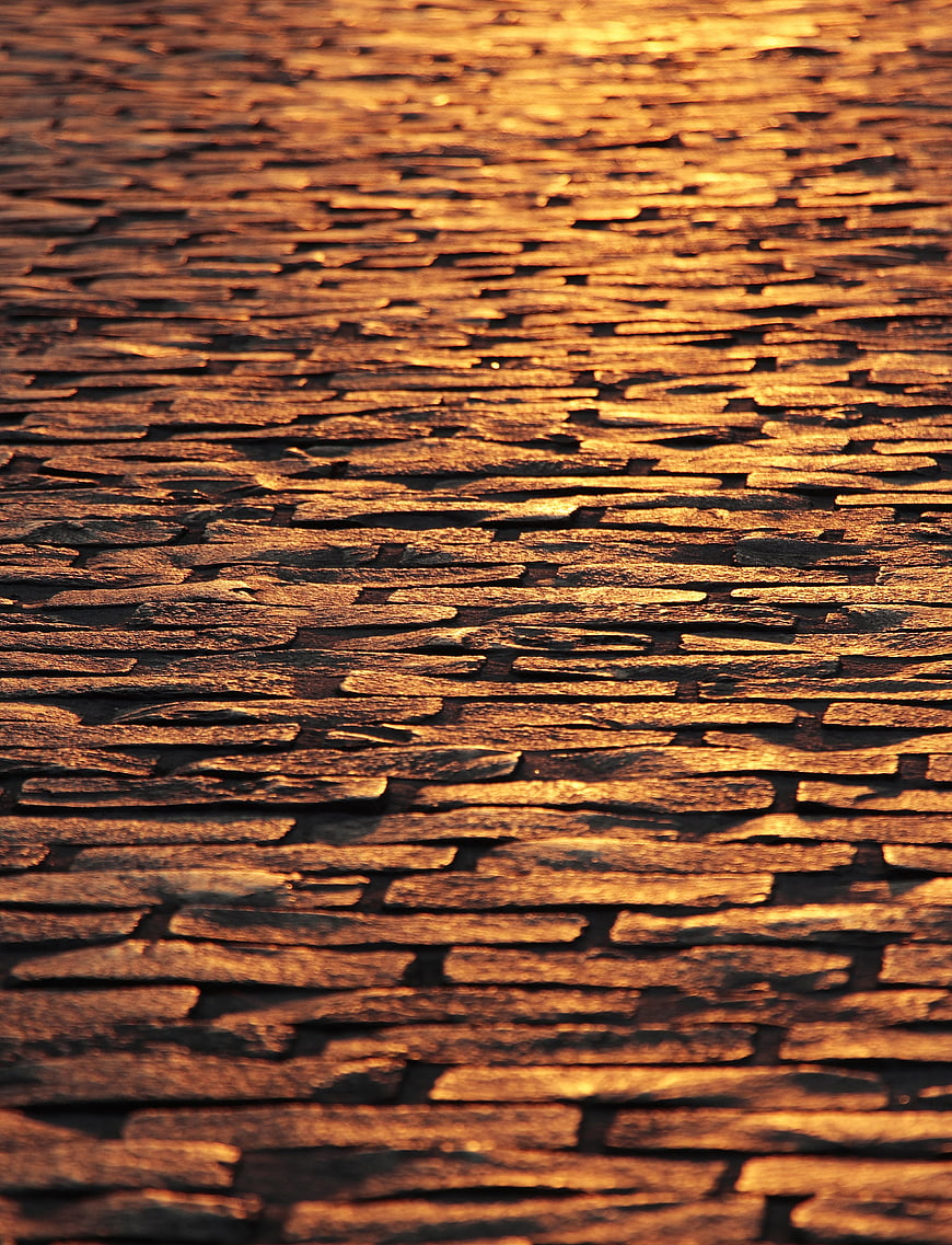 Golden Hour Stone Paving Texture Close Up