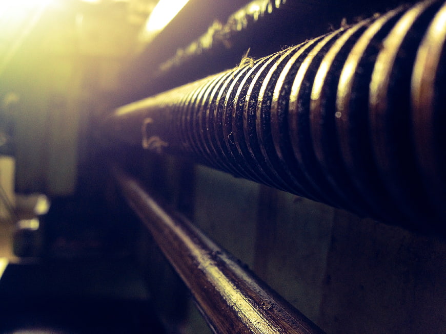 Close-up of vintage industrial metal spring mechanism