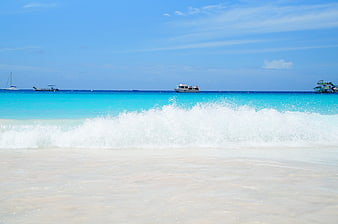 Tropical Beach with Turquoise Water and Boats
