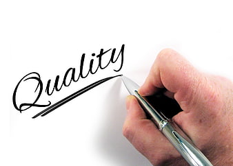Hand writing quality with pen on white background