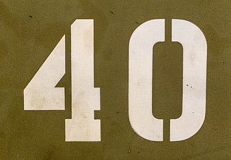 Vintage Stenciled Number 40 on Olive Green Metal Surface