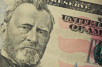 Close-up of Ulysses S. Grant on US Fifty Dollar Bill