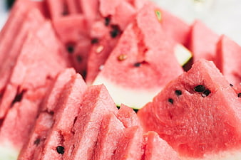 Close-up of Fresh Sliced Watermelon with Black Seeds