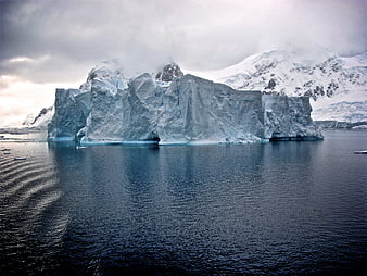 Massive Tabular Iceberg Floating in Antarctic Waters