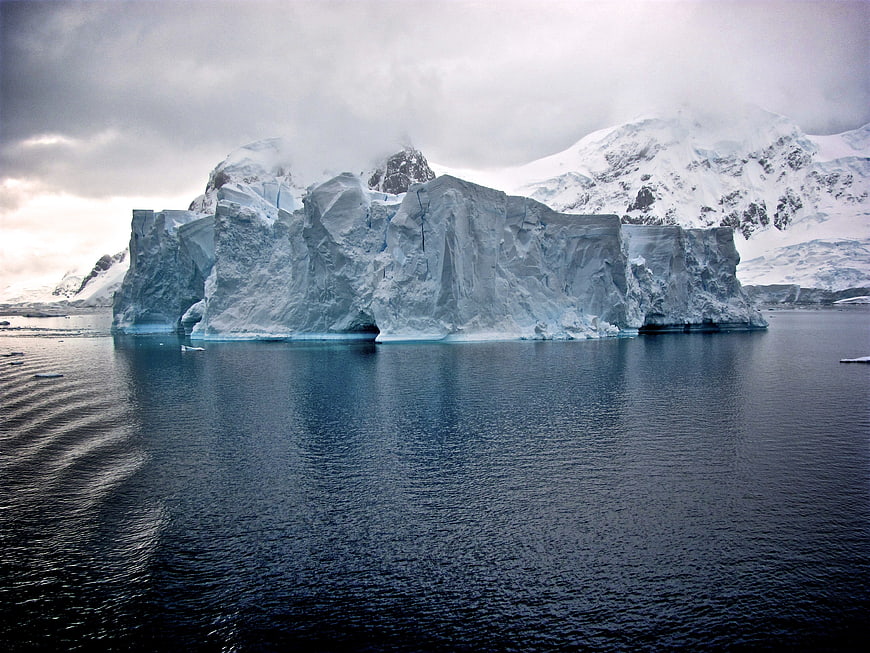 Massive Tabular Iceberg Floating in Antarctic Waters