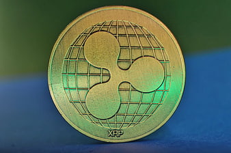 Gold XRP Ripple Cryptocurrency Coin Close-Up