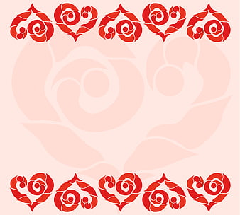 Red Heart Pattern Border on Pink Background