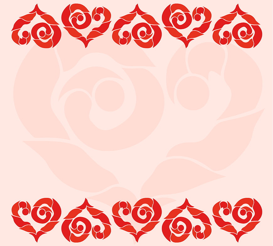 Red Heart Pattern Border on Pink Background