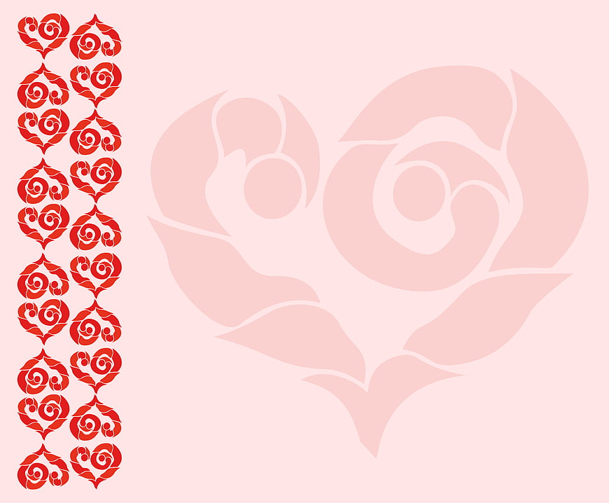 Pink Valentine's Day Greeting Card with Red Heart Pattern