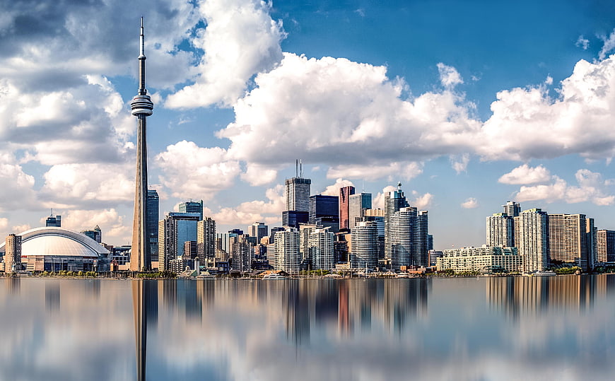 Toronto Skyline with CN Tower and Water Reflection