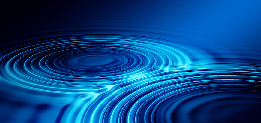 Abstract Blue Water Ripples and Concentric Waves Background