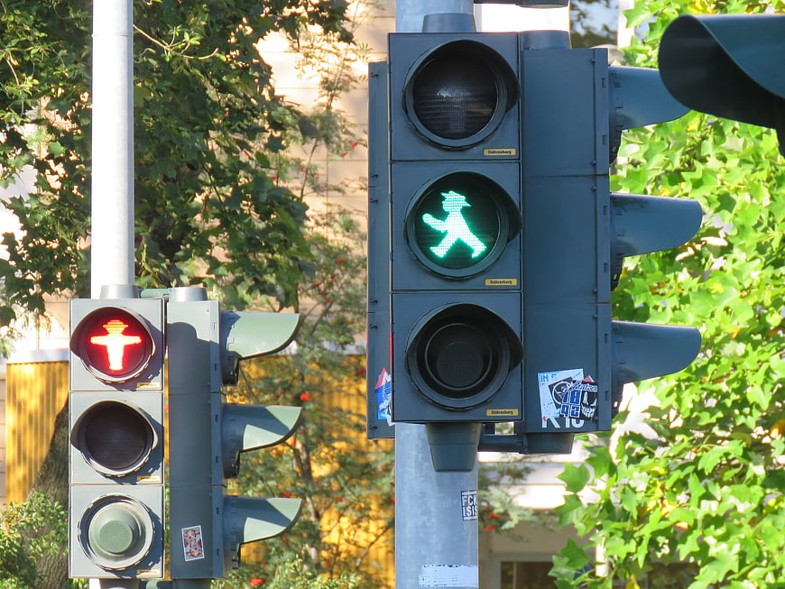 Berlin pedestrian traffic lights with red and green signals
