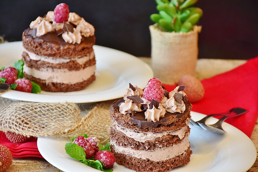 Chocolate Raspberry Mini Cakes with Whipped Cream