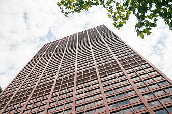 Low Angle View of Modern Red Office Building