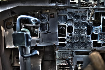 Abandoned Aircraft Cockpit Dashboard with Rusty Instruments