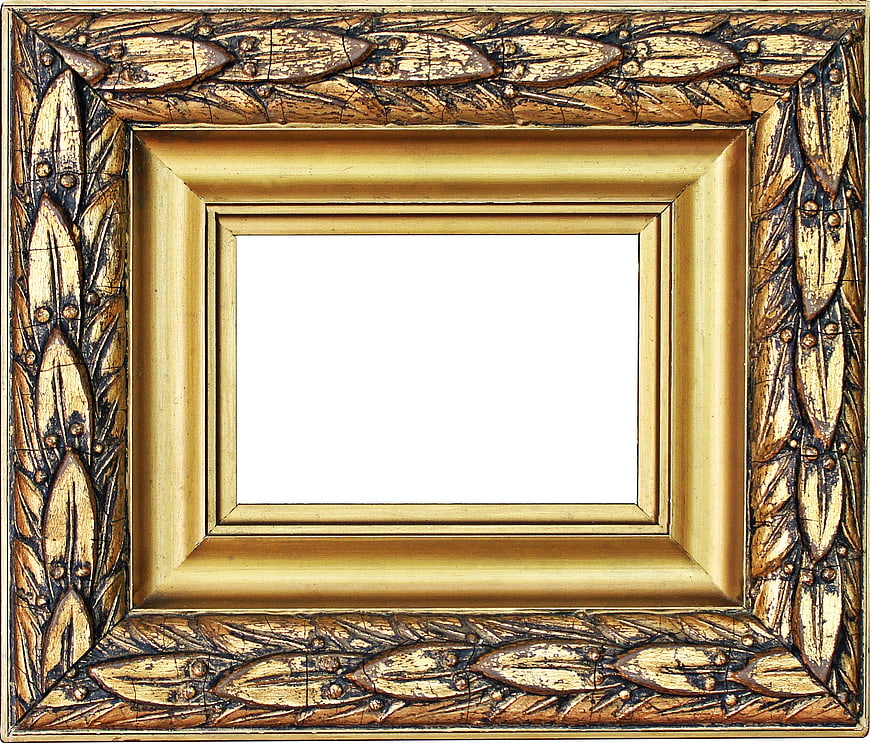 Antique Gold Ornate Picture Frame with White Background