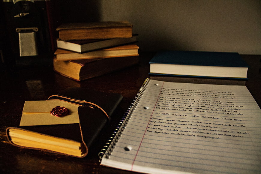 Vintage Study Desk with Handwritten Notes and Wax Seal