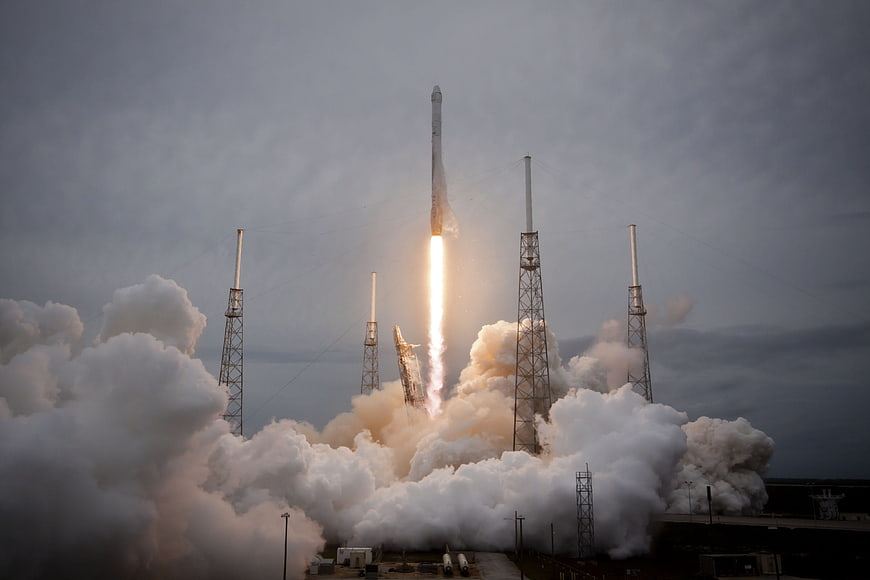 SpaceX Falcon 9 Rocket Launch with Massive Smoke Plume