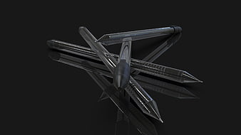 Transparent black pens on reflective dark surface