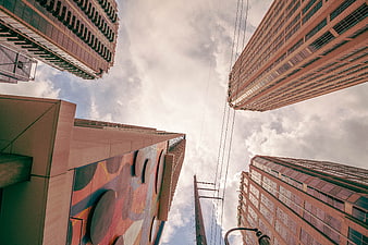 Low Angle View of Modern City Buildings and Sky