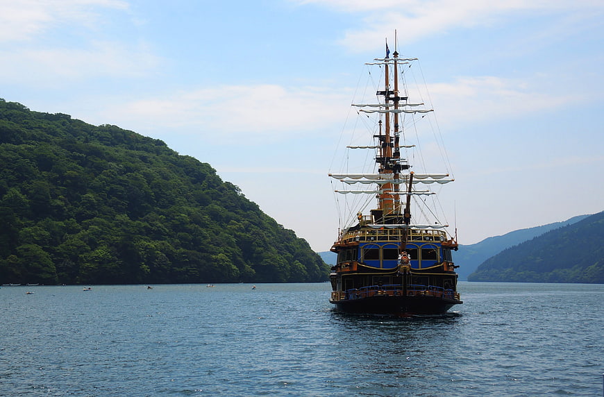 Traditional Japanese Sailing Ship On Lake Ashi In Hakone