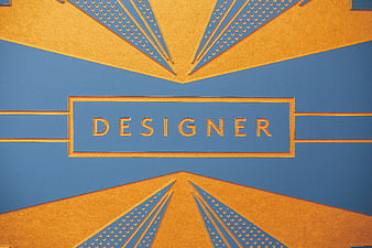 Art Deco Designer Text on Blue and Gold Background