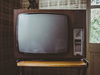 Vintage Retro Television Set on Wooden Stand