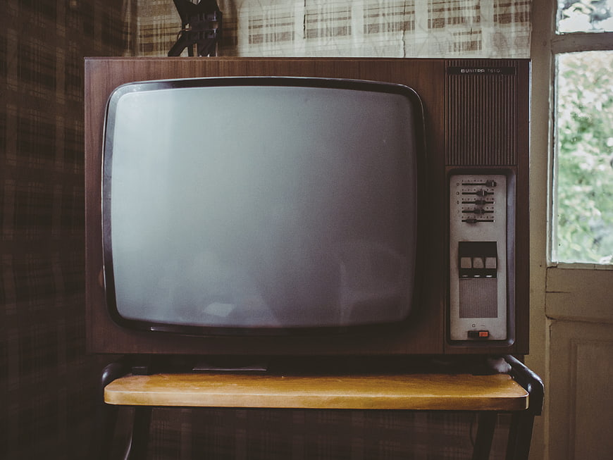 Vintage Retro Television Set on Wooden Stand