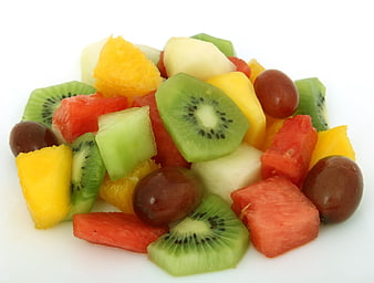 Fresh mixed fruit salad with kiwi, watermelon, and grapes