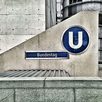 Berlin Bundestag U-Bahn Station Entrance Sign