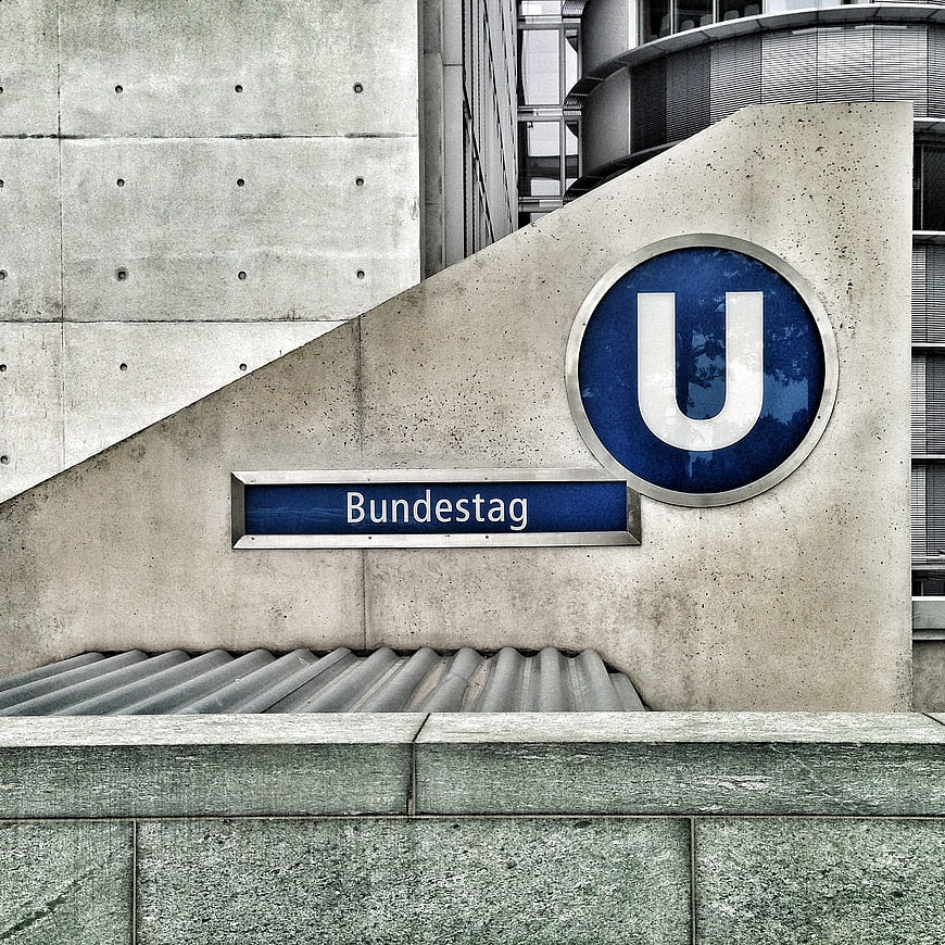 Berlin Bundestag U-Bahn Station Entrance Sign