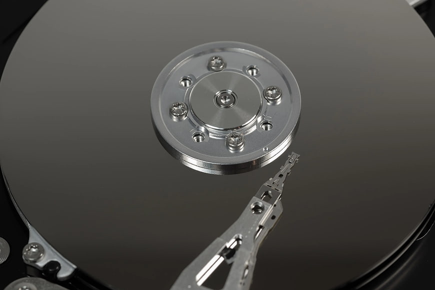 Close-up of Hard Drive Platter and Read-Write Head