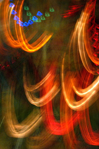 Abstract Light Trails with Red, Orange, and Blue Streaks