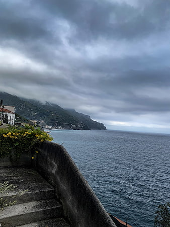 Dramatic Stormy Coastline View of Positano, Italy