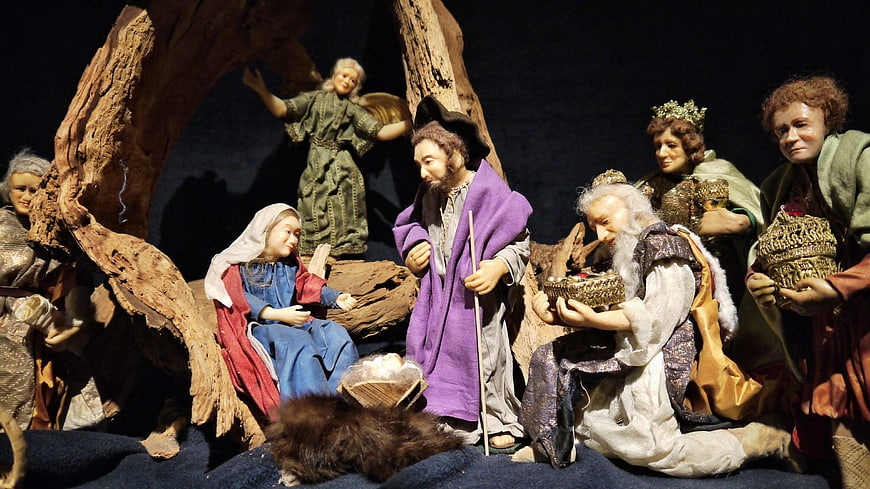 Traditional Nativity Scene with Handcrafted Figurines