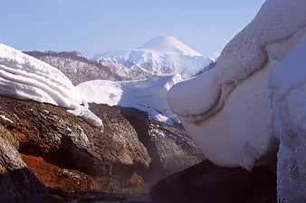 Snowy Avachinsky Volcano Landscape in Kamchatka Winter