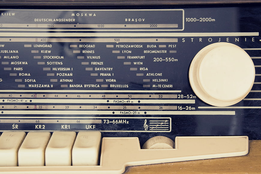 Vintage Retro Radio Tuner Dial Close-Up
