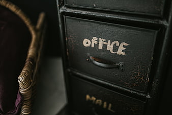 Vintage Black Office Drawer with Distressed Paint