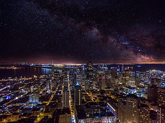 San Francisco Skyline Under Milky Way Night Sky