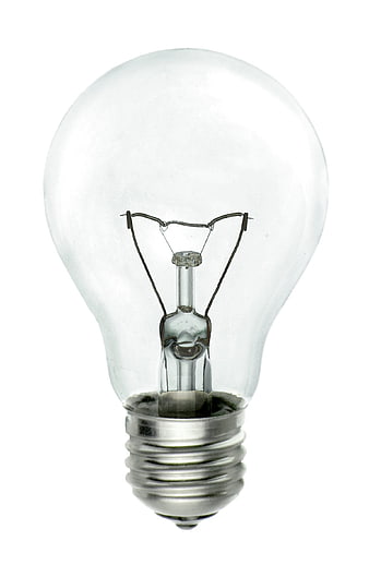 Clear incandescent light bulb isolated on white background