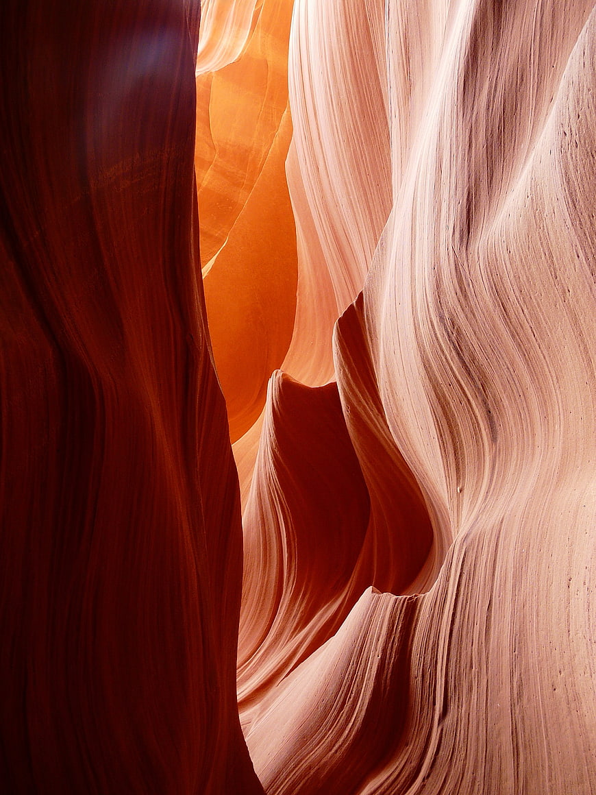 Sunlit Antelope Canyon Sandstone Walls