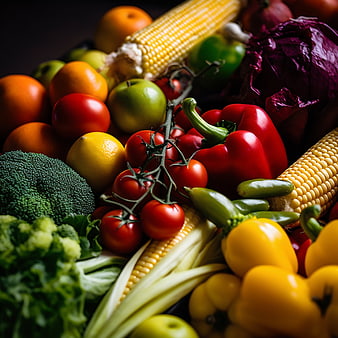 Vibrant Fresh Vegetables and Fruits Close-Up