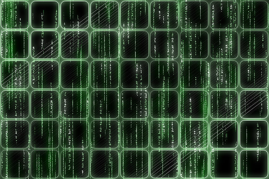 Abstract Green Digital Code Matrix Background